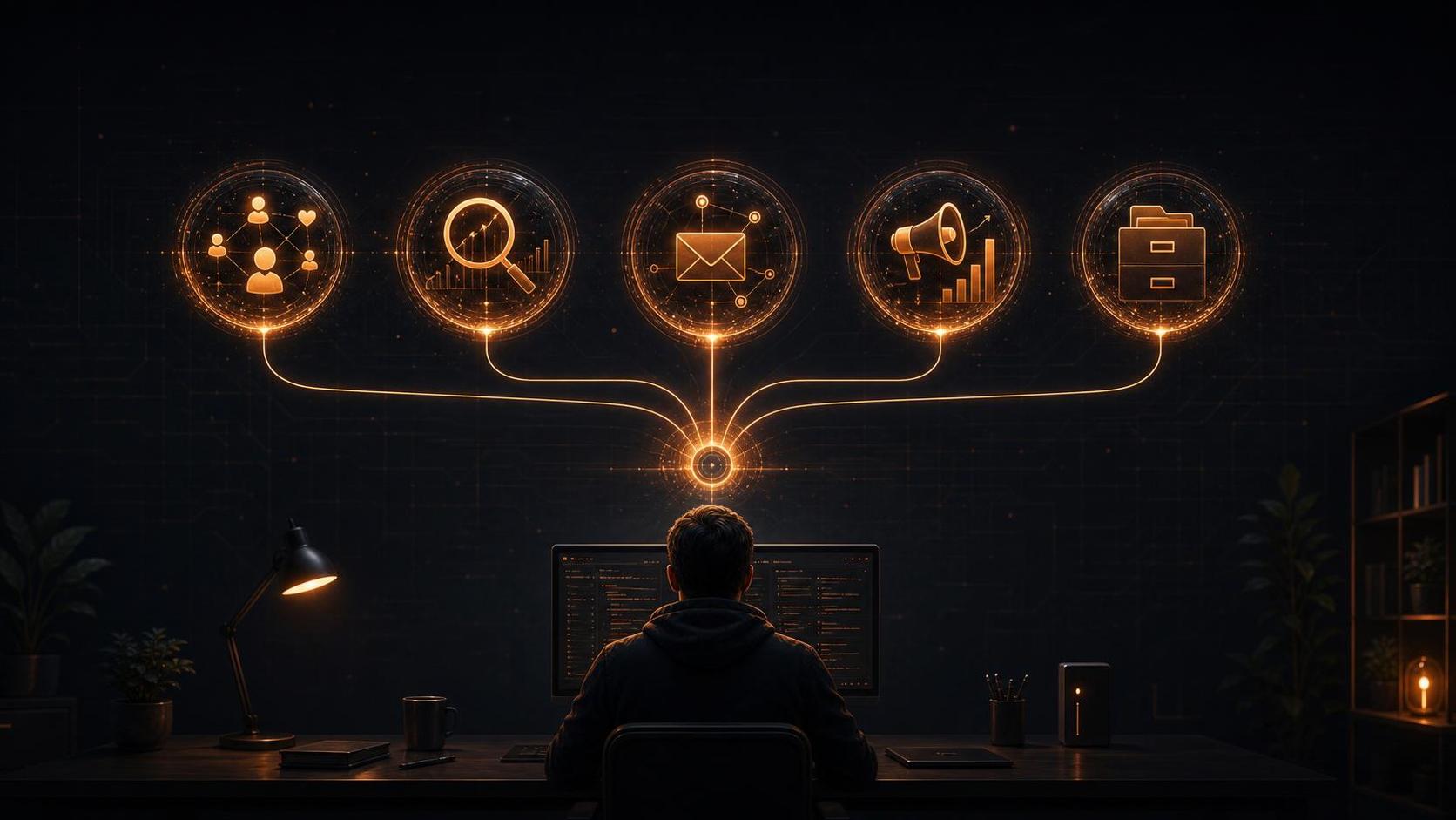 Five AI agents handling your digital presence in parallel