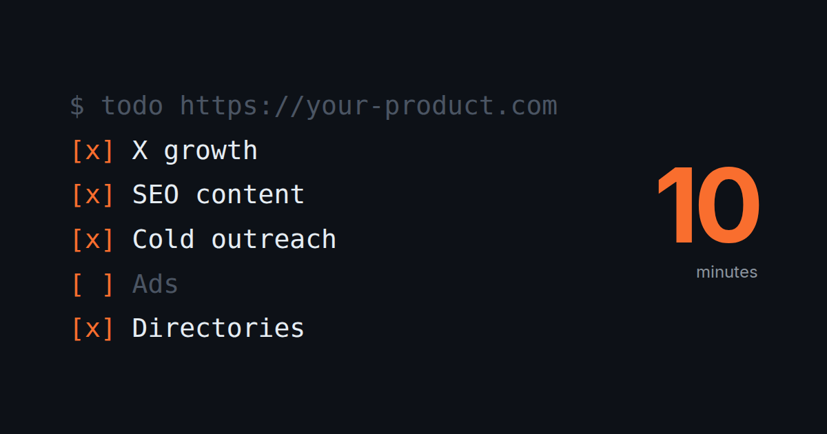 URL-ből generált marketing TODO-lista, öt ügynök, tíz perc
